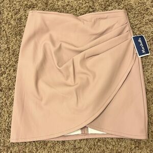 Pink faux leather skirt